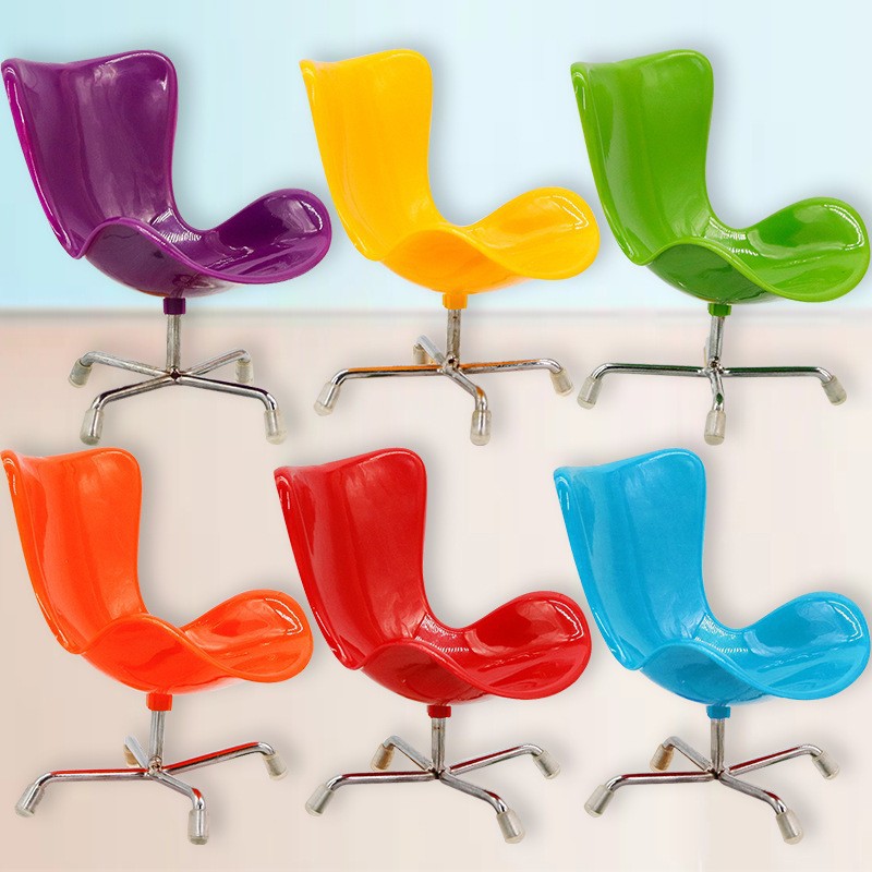 Toy accessories chair mini doll house 6 points furniture bjd rotating plastic stainless steel office shooting props