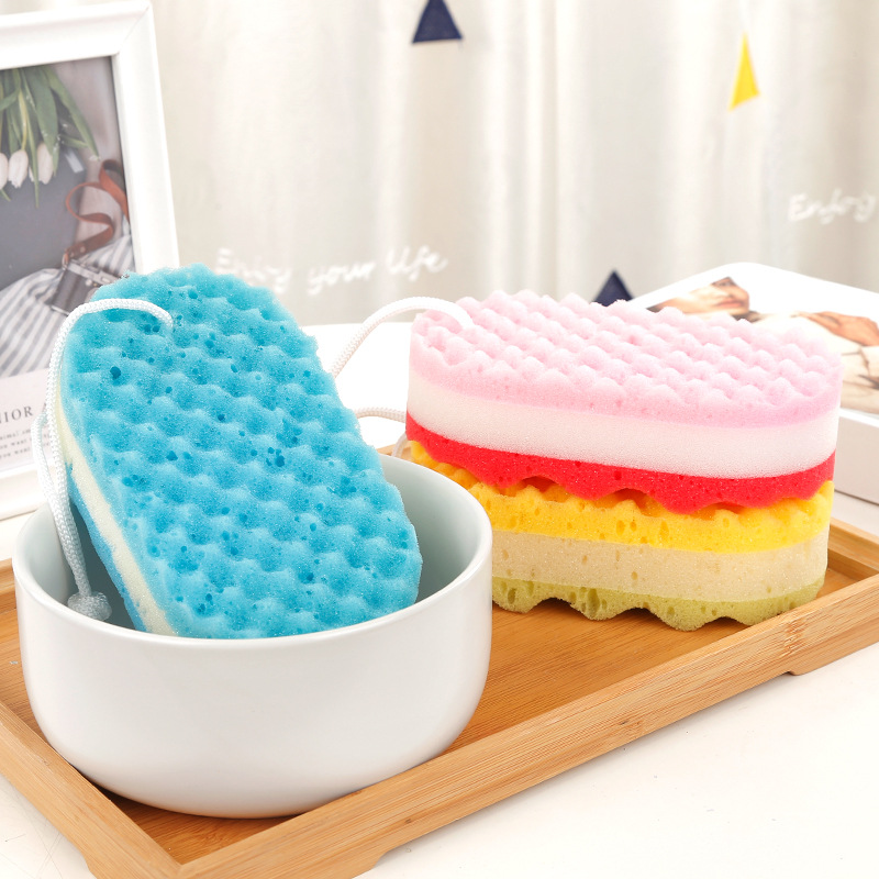 Three-layer Seaweed Spine Bath Sponge Wipe Adult Bath Bath Ball Bath Sponge Back Bath Flower Baby Bath Cotton