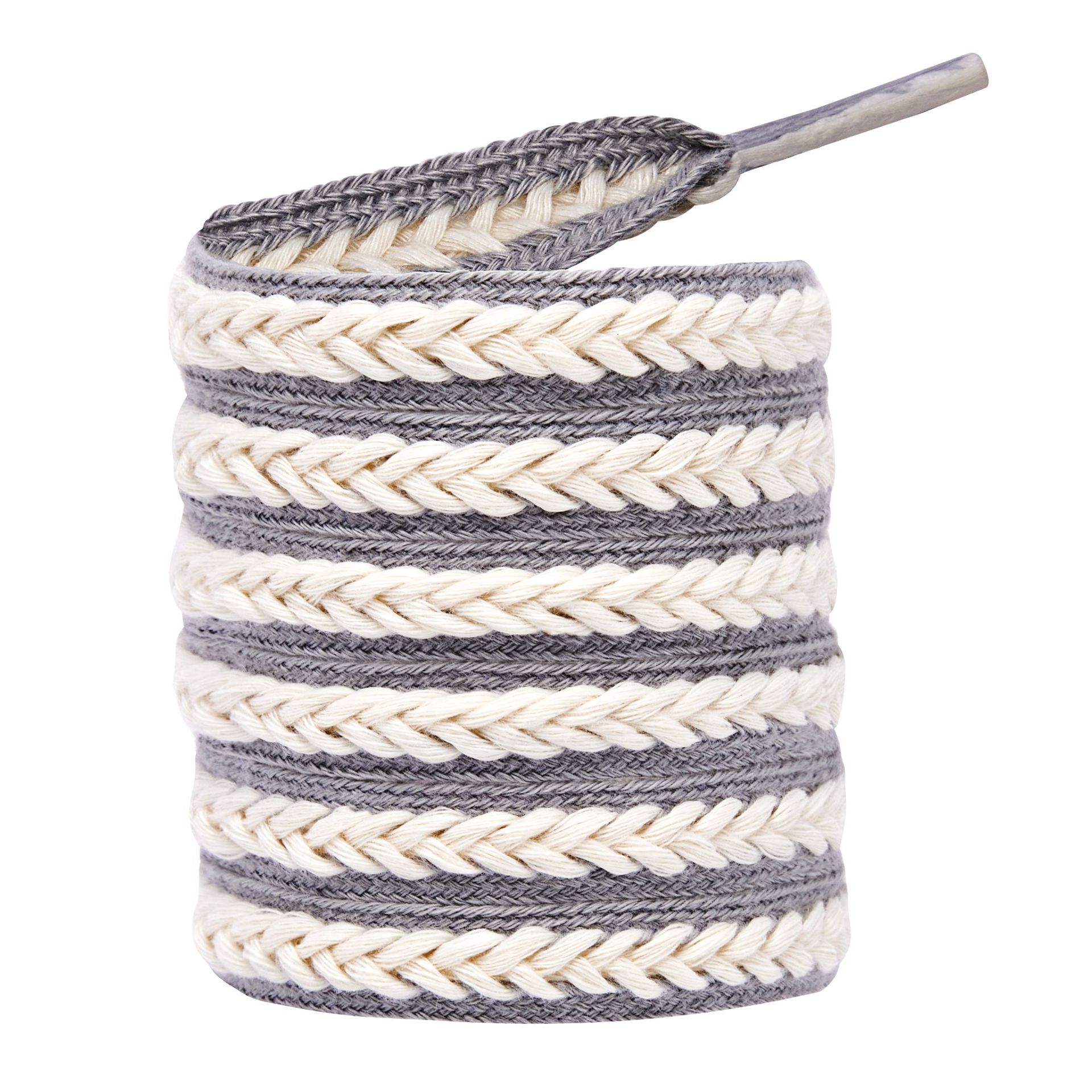 Beige Wheat Ear Shoelaces Fit High and Low White Shoes Casual sneaker Twist Woven Flat Pure White Cloth Shoes