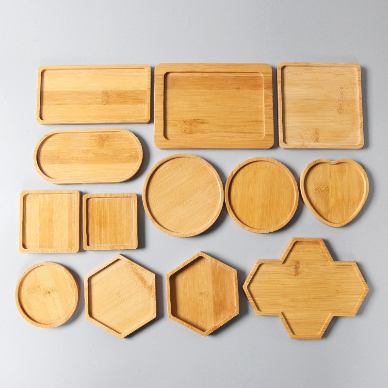 Cross-border Bamboo Coaster Placemat Flower Pot Mat Round Rectangular Shaped Multi-size Tea Coaster DIY Coaster