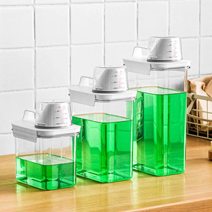 Washing powder storage box transparent washing and protection products sub-packing tank laundry detergent storage container coarse cereals sealed tank with measuring cup