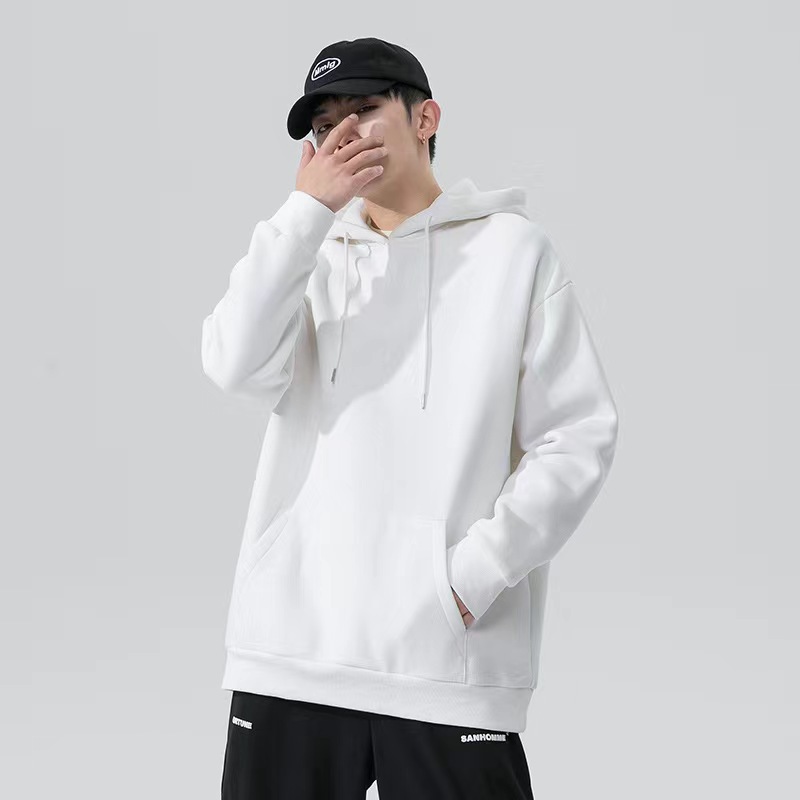 Autumn and Winter Hooded Sweatshirt Men's Fleece-lined Thickened Loose Jacket Hong Kong-style Trendy Solid Color All-match Student Couple Top
