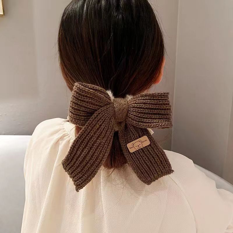 Autumn/winter Knitted Bow Tie Plush Large Intestine Hair Ties Cute Headbands Hair Bands Rings Accessories