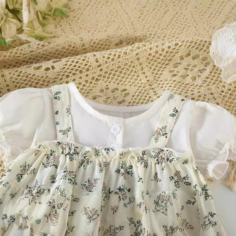 Baby Clothes Summer Dress Princess Super Cute Thin Summer jumpsuit Printed Short-sleeved Internet Celebrant Ha-ha Clothes Bag Fart Clothes