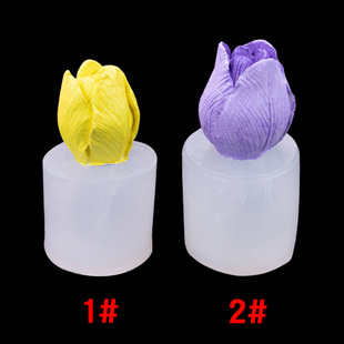 Tulip Rose Plant Flower Gel Drop Mold Gypsum Candle Aromatherapy Making Tools Fold Sugar Chocolate Mold