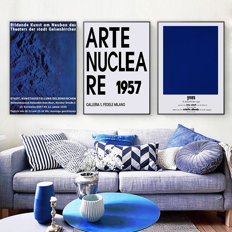 Klein blue Nordic abstract oil painting texture bed & breakfast ins Art blue English decorative painting oil painting core
