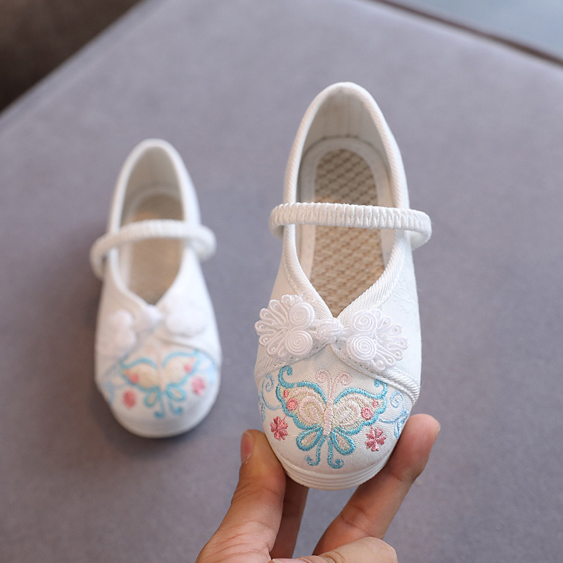 Hanfu shoes Children's ancient style embroidered shoes girls' Chinese style ancient costume shoes baby old Beijing cloth shoes factory direct sales