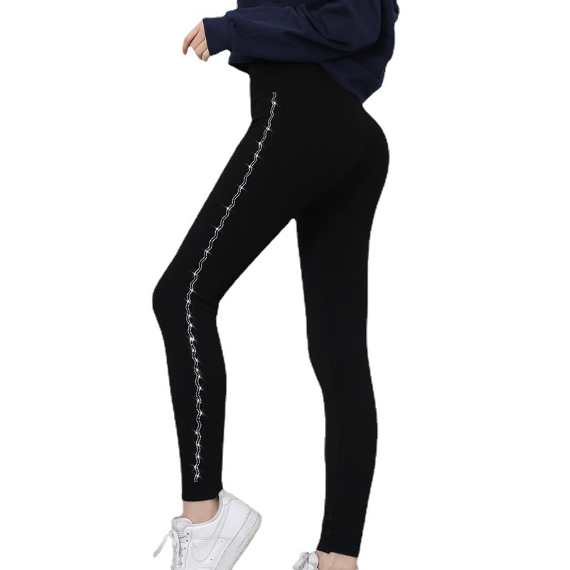 2024 Spring Thin Hot Drilling Leggings Women's Outer Wear High Waist Modal Bottoming Cropped Pants Bottoming Pants plus size
