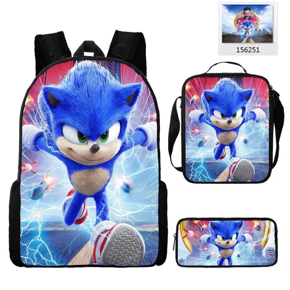 Трансграничная горячая Распродажа SONIC Ученик начальной школы Школьный рюкзак из трех предметов Аниме Мультфильм Рюкзак Сумка-карандаш