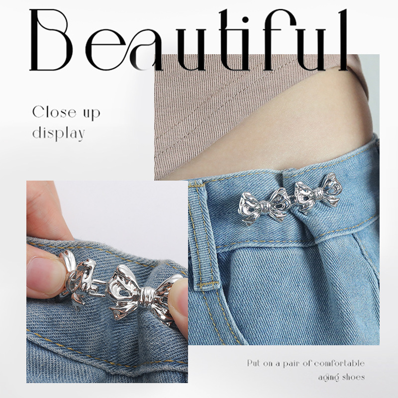 Double bow waist buckle pair buckle detachable nail-free seamless waist button waist big change small waist slimming artifact