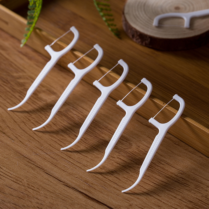 Polymer Disposable Floss Stick Dental Floss Oral Care Cleaning Flat Line Bow Toothpick Line Tooth Stick Wholesale