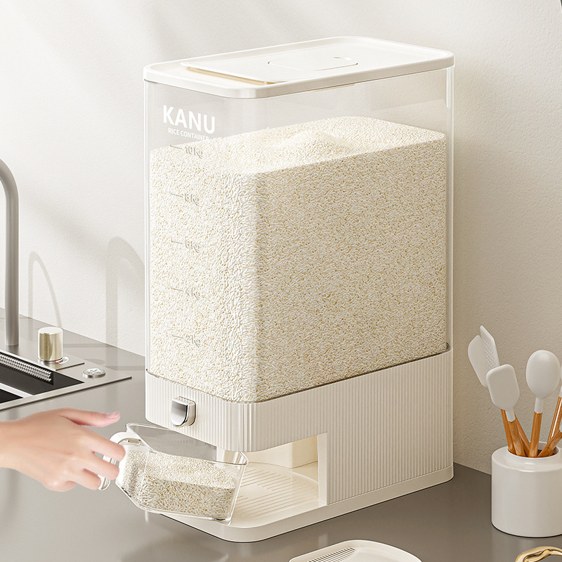 Household Plastic Food Grade Rice Bucket Insect-proof Moisture-proof Sealed Rice Tank Rice Press Storage Box Oversized Rice Storage Box