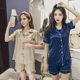 Women's Pajamas Two-Piece Silk Large Size Short-Sleeved Shorts Summer Ice Silk Home Clothes Fat Cross-Border Amazon