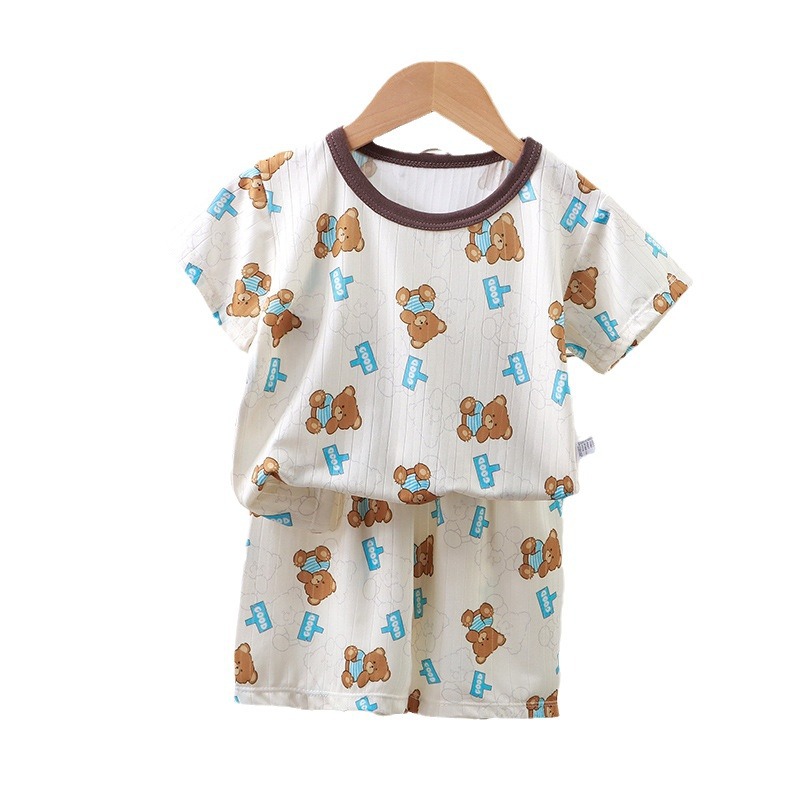 Children's summer T-shirt suit Korean style Boys' short-sleeved shorts clothes girls' short-sleeved suit thin children's clothing wholesale