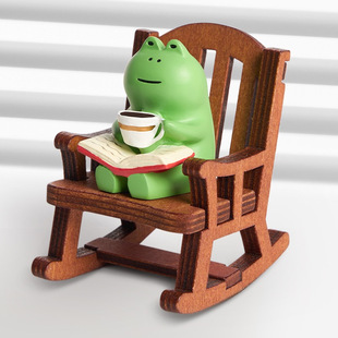 Zakka Frog Coffee Rocking Chair Cute Handmade Ornaments Cute Grain Prince Reading Car Desktop Resin Small Ornaments