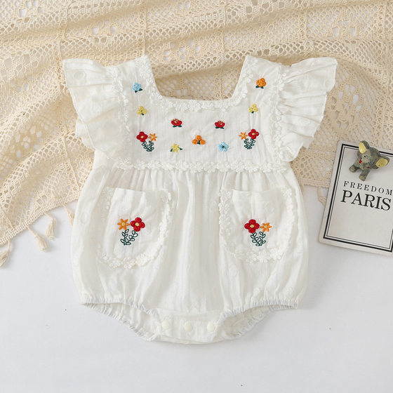 Baby Summer Clothes Newborn Clothes Korean Style Girl Baby's One-piece Clothes Stylistype One Hundred Days Hare Clothes Summer Sisters Wrap Fart Clothes
