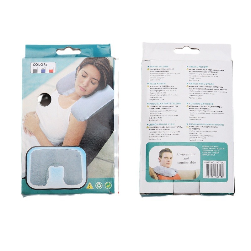 Inflatable pillow U-shaped U-shaped pillow outdoor travel travel Sanbao PVC flocking camping aircraft pillow