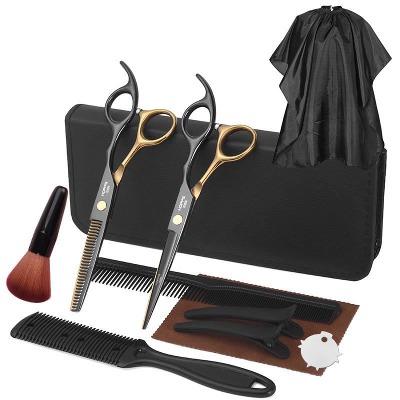 Black Gold Amazon Haircut Hairdresser Cutter Bangs Artifact Flat Cut Tooth Cut Thin Cut Set Hair Cut Scissors