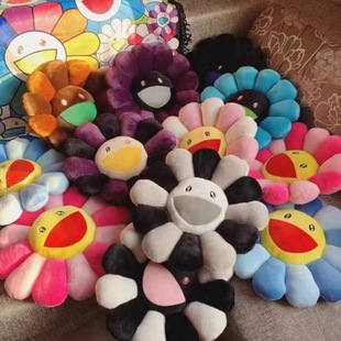 Trendy Brand Murakami Takashi Colorful Sunflower Pillow Fashionable Decoration Sofa Cushion Cushion Plush Toy Home Decoration