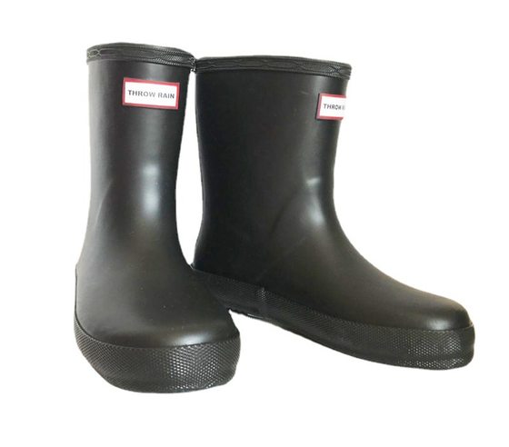 Cross-border Hunter Children's rain boots mid-calf solid color boys' and girls' waterproof shoes flat rubber single rain boots