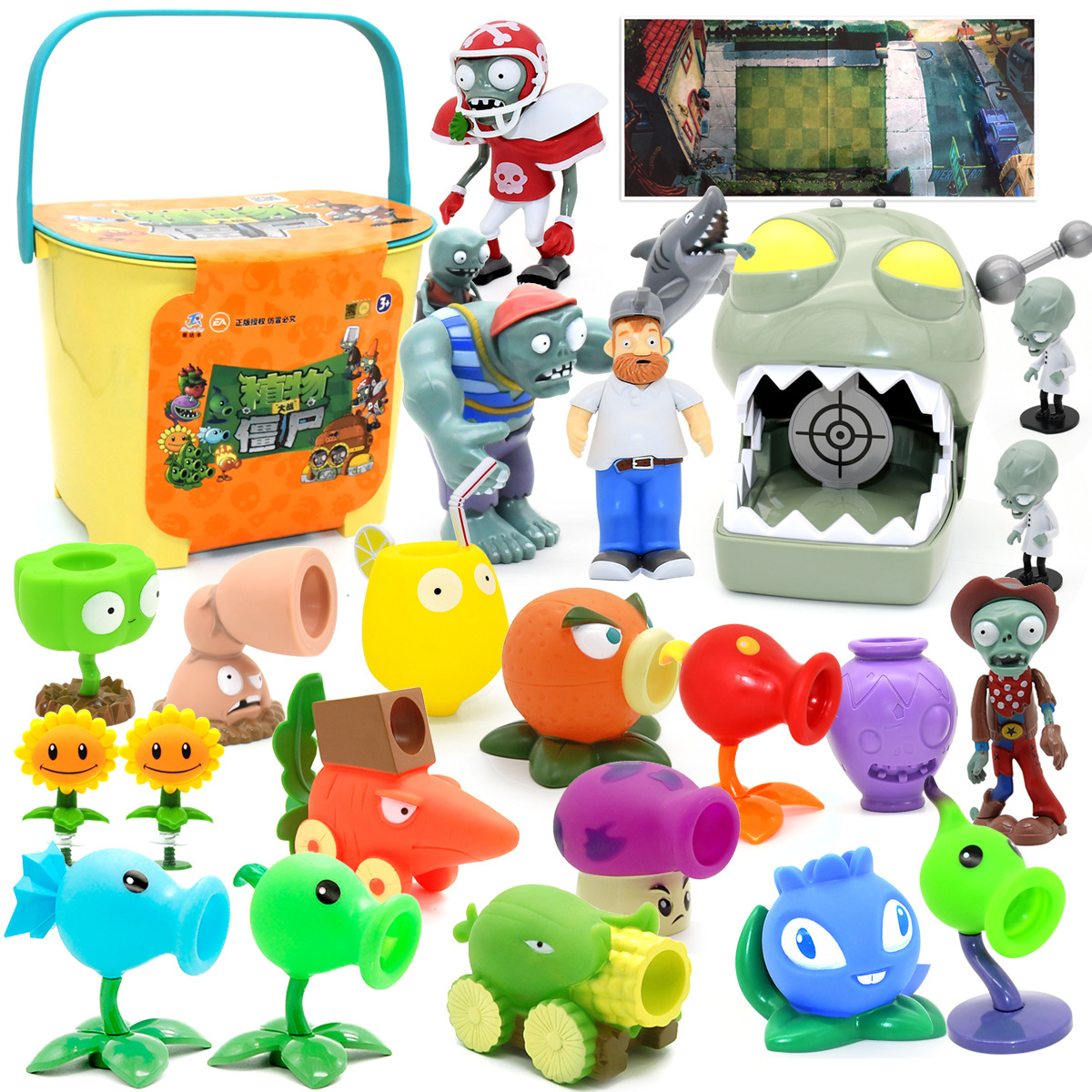 Genuine Plant vs Zombie toy storage bucket packing stool full set of children's toy boys suit