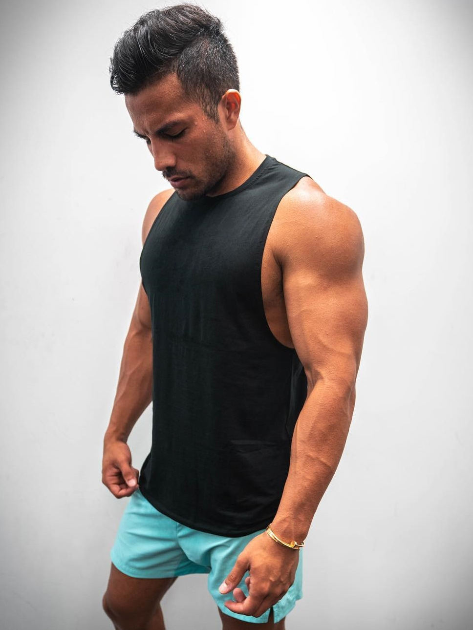 Muscle Fitness Male Brothers Summer Sports Leisure Running Exercise Light Plate logo Free Cotton Sleeveless Vest Cross Border