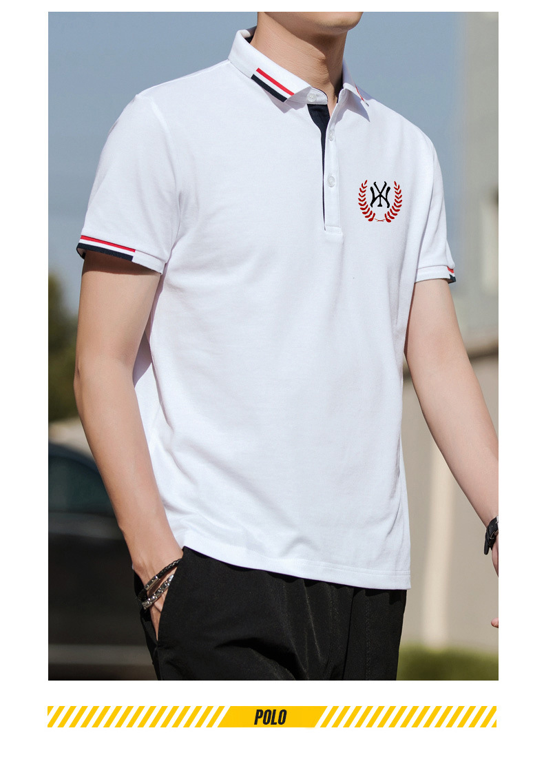 Vertical collar business gentleman solid color slim leisure large size summer short T Short Sleeve T shirt polo shirt men's upgraded version