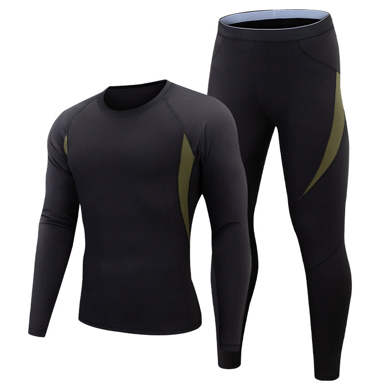 Horse riding winter outdoor sports fleece thermal underwear set cross-border sweat wicking black tactical underwear wholesale