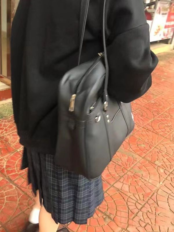 2023 New Ladies Japanese JK Uniform PU Bag Student Commuter Schoolbag Large Capacity Shoulder Crossbody Bag Handbag