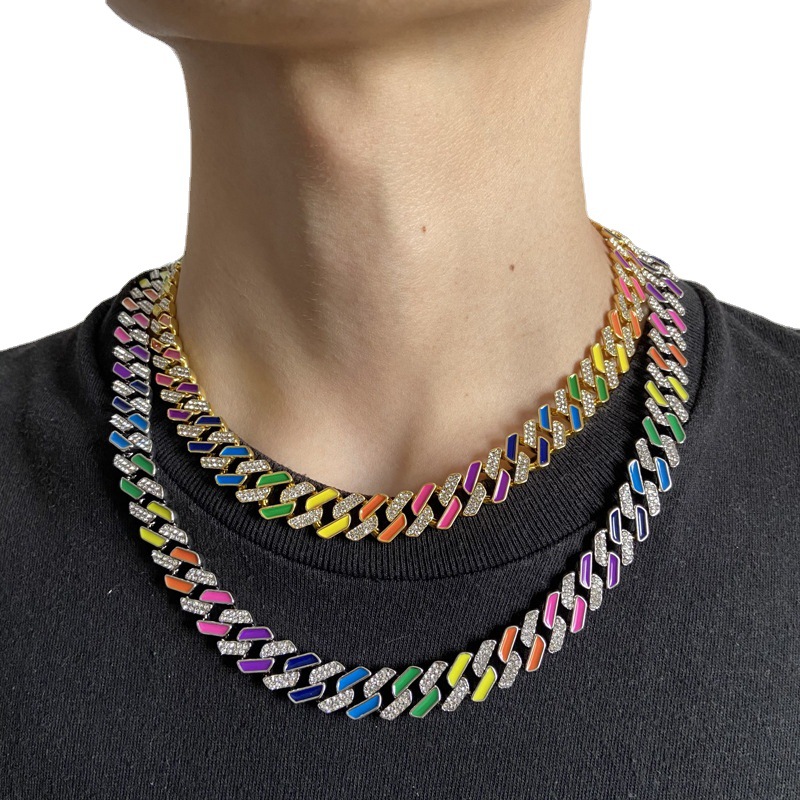 Hip Hop Necklace suit Wholesale European and American Hip Hop Cuban Chain Necklace Trendy Brand Coarse Necklace Men's Necklace Summer Accessories