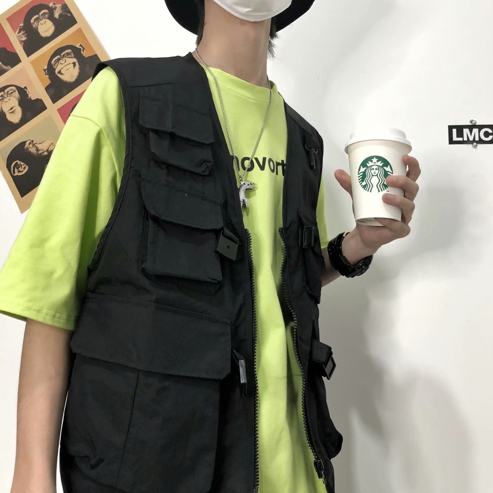 Men's Vest New 2020 Summer Hong Kong Style Loose Casual Men's Fashionable Large Size Vest Vest