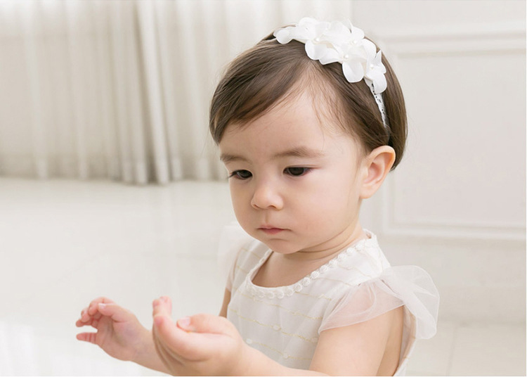 Korean Style Headwear Baby Hair Band Pearl Flower Children's Hair Accessories Princess Headwear Baby Girl Headband Hundred Days Photography