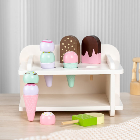 Wooden Imitation Macaron Ice Cream Cones Commissary Dessert ins Wind Building Blocks Che Che Che Play House Toys