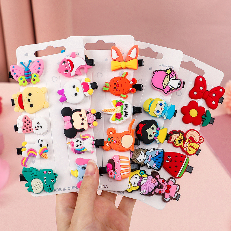 Children's hairpin Princess ice cream fruit cute little girl flexible glue 10-piece set hairpin suit side clip head