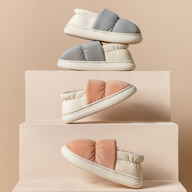 Upper Household Cotton Shoes Women's Down Cloth Bag with Winter Simple Indoor Warm Platform Cotton Shoes for Outer Wear