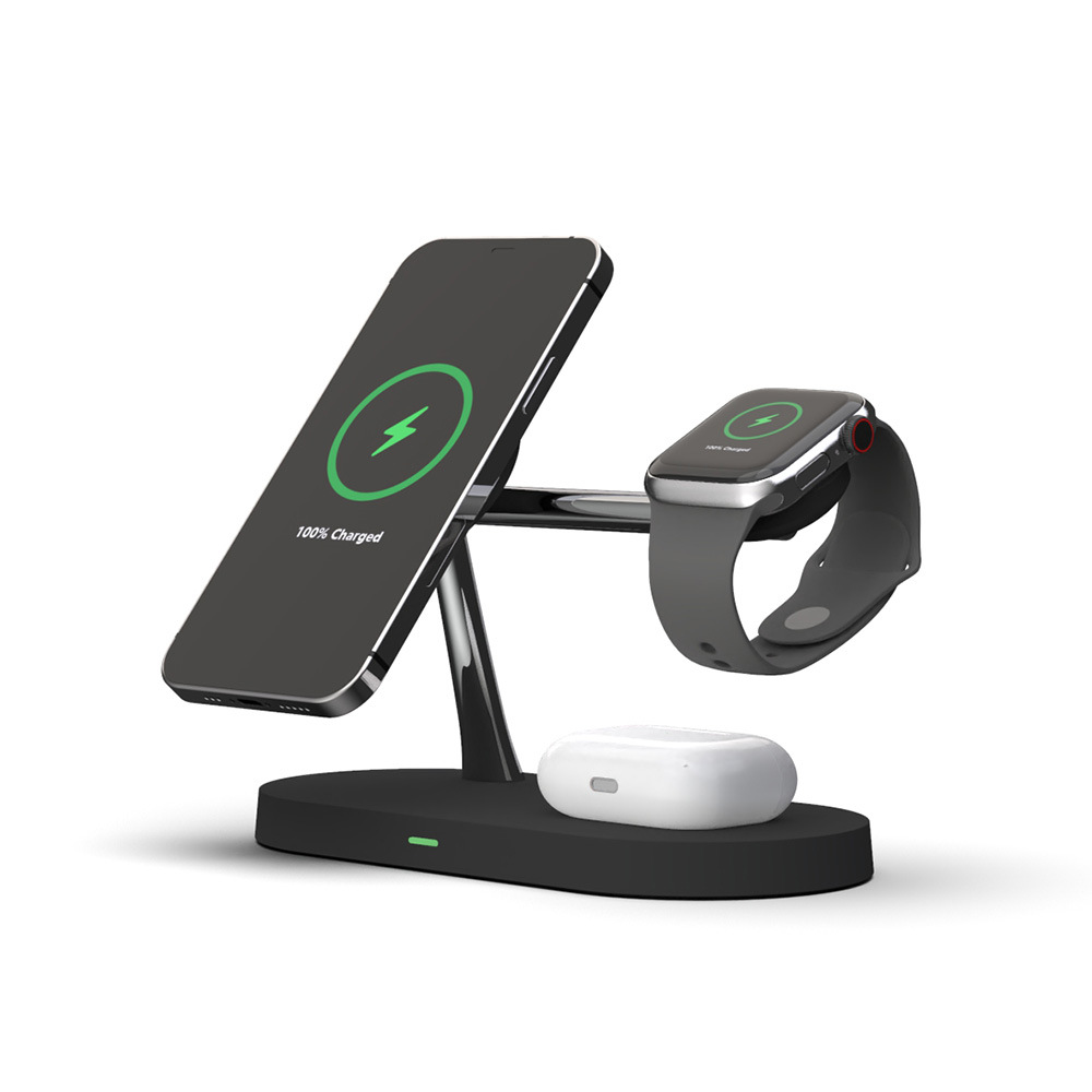 New Magsafe desktop magnetic bracket wireless charger mobile phone watch headset three-in-one wireless charger 15W