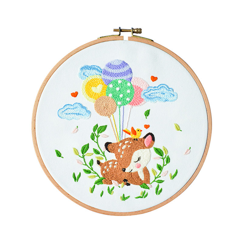 Cherish Amazon cross-border children's embroidery diy material bag cartoon animal production Su embroidery fabric decorative hanging painting