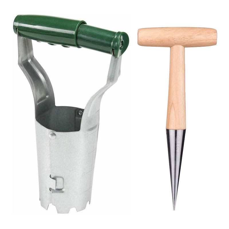 Stainless Steel Seedling Translator Agricultural Tools Hole Puncher Wooden Handle Seedling Lifter Gardening Tools Vegetable Planting Flower Planter