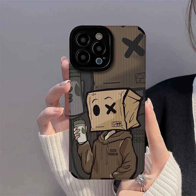 適用iPhone15ProMax蘋果15手機殼11紙盒人XR max創意保護套防摔