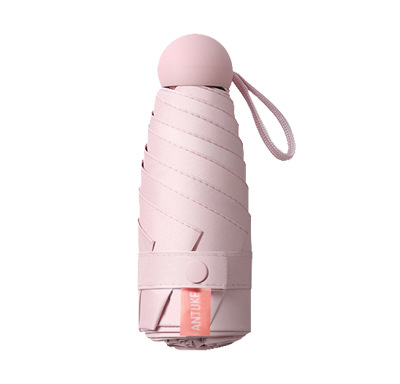 Capsule Sun Umbrella Women's Sunscreen Anti-ultraviolet Sunshade Sunlight Umbrella Dual-use Mini Five-fold Ultra-light and Compact Portable