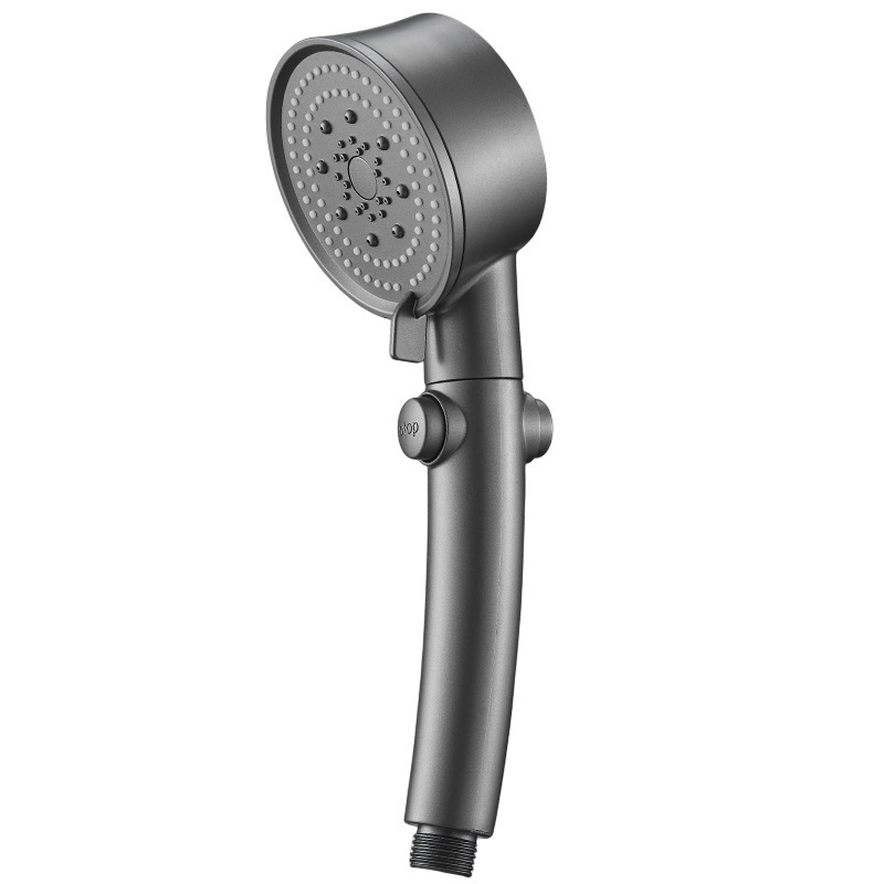 Curved Handle Turbocharged Shower Multi-functional Five-speed Water Stop Shower Head Household Water Heater Large Outlet Bath Nozzle