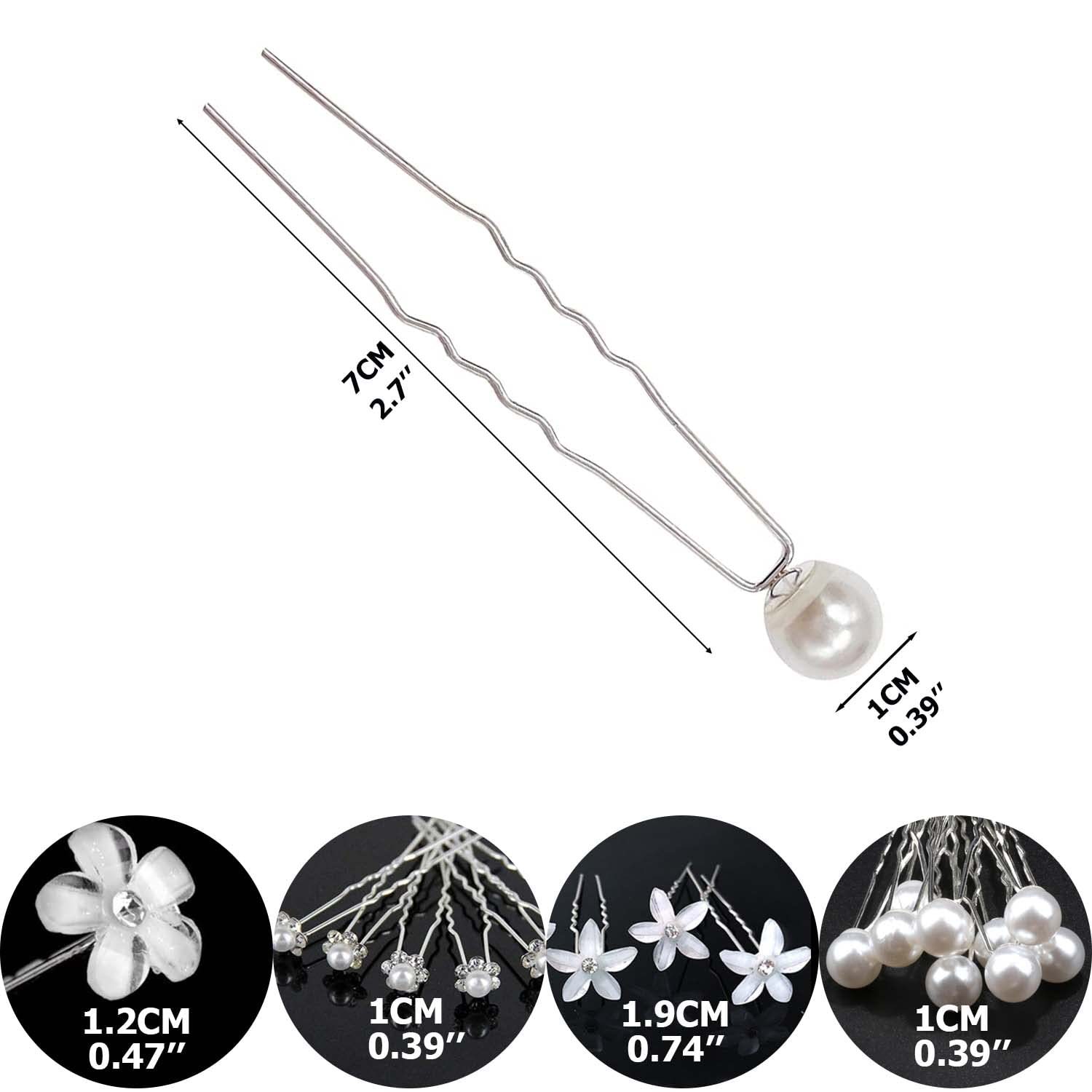 Pearl U-shaped Hair Clip String Beaded Flower Hair Fork Hair Accessories Rhinestone Bridal Hairstyle Disc Hair Fork U-shaped Hair Clip Women