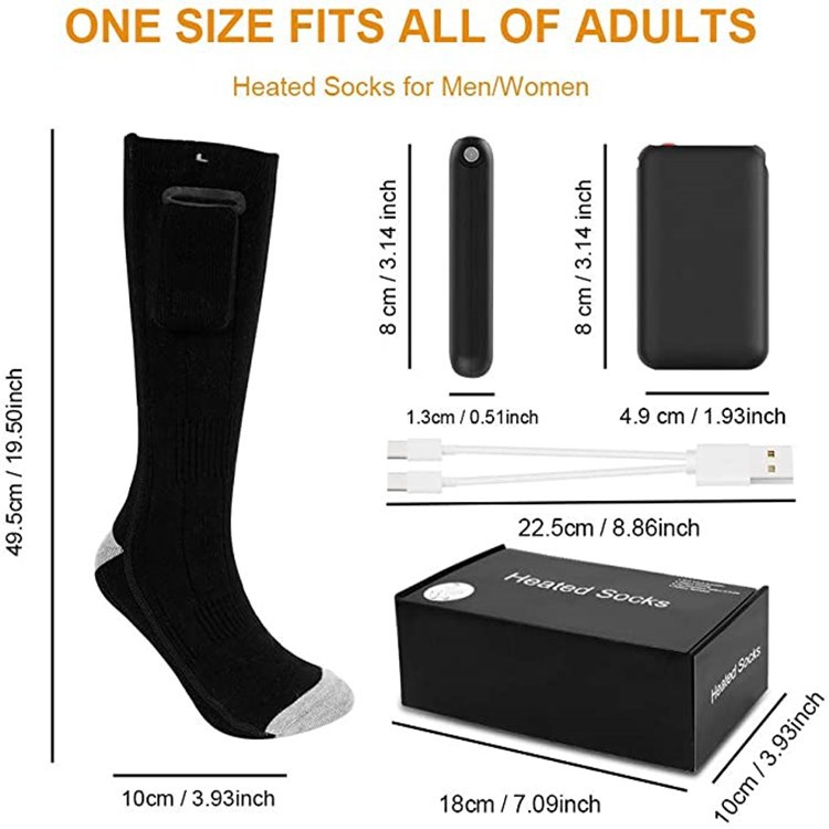Cross-border heating socks winter warm electric socks USB charging long tube cold-proof socks for men and women winter heating feet warm