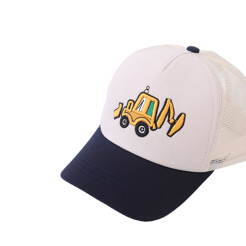 Summer children's hat excavator net cap cap European and American cartoon boy truck cap outdoor sunshade baseball cap