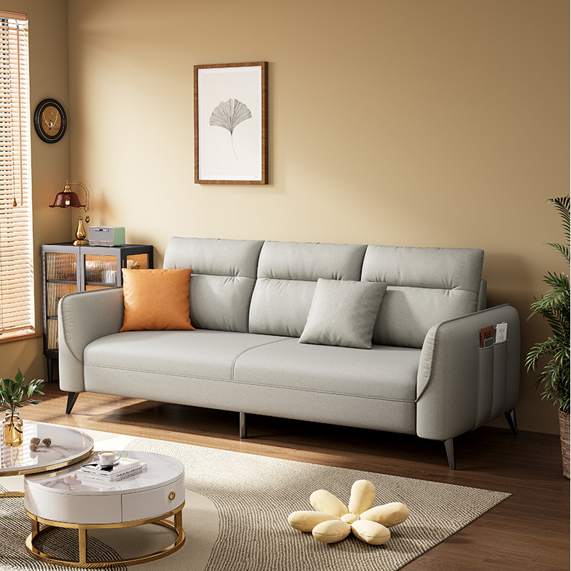 Wash-Free Cat Scratch Fabric Sofa Technology Cloth Sofa Small Apartment Italian Style Living Room Modern Simple Internet Celebrity Three-Person Sofa