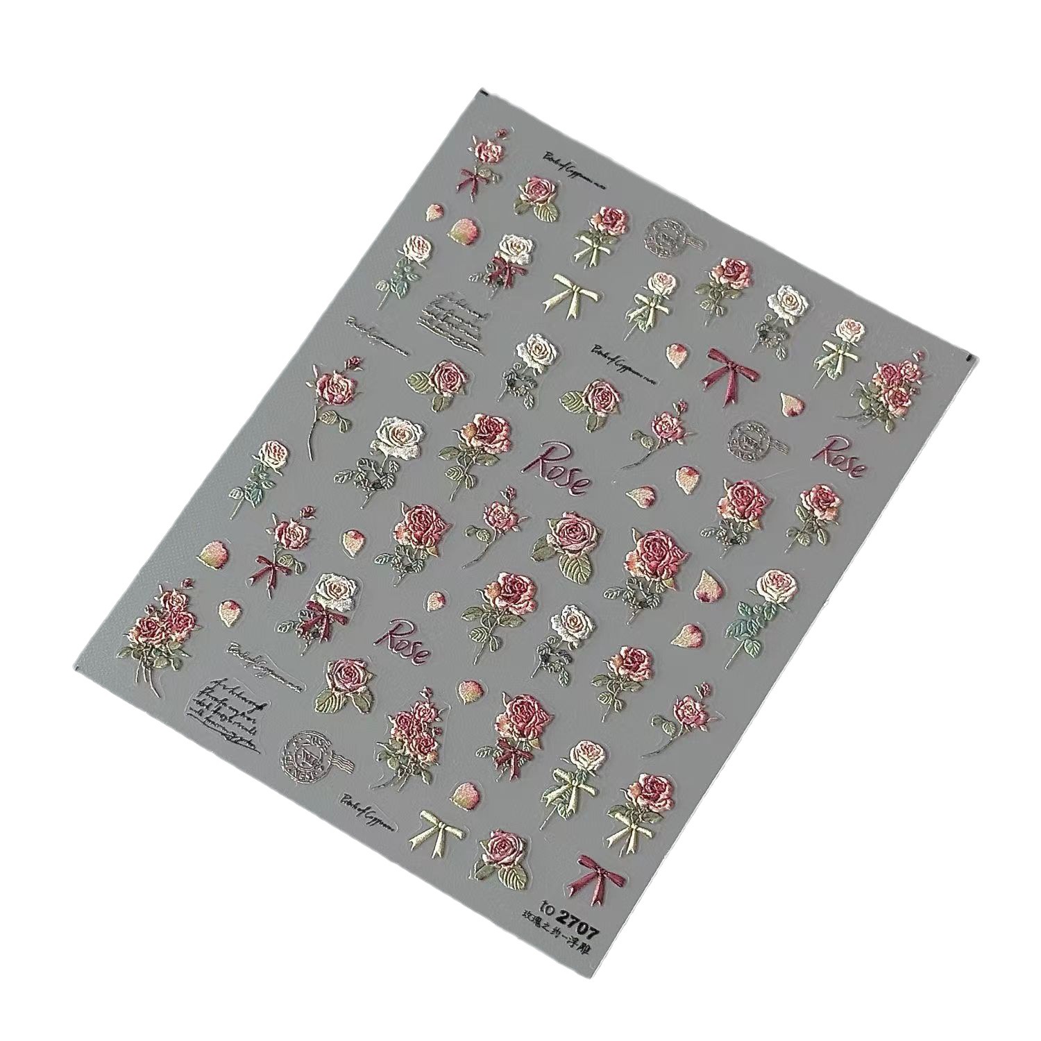 Retro Rose relief three-dimensional nail stickers three-dimensional diy nail stickers adult student decorative stickers