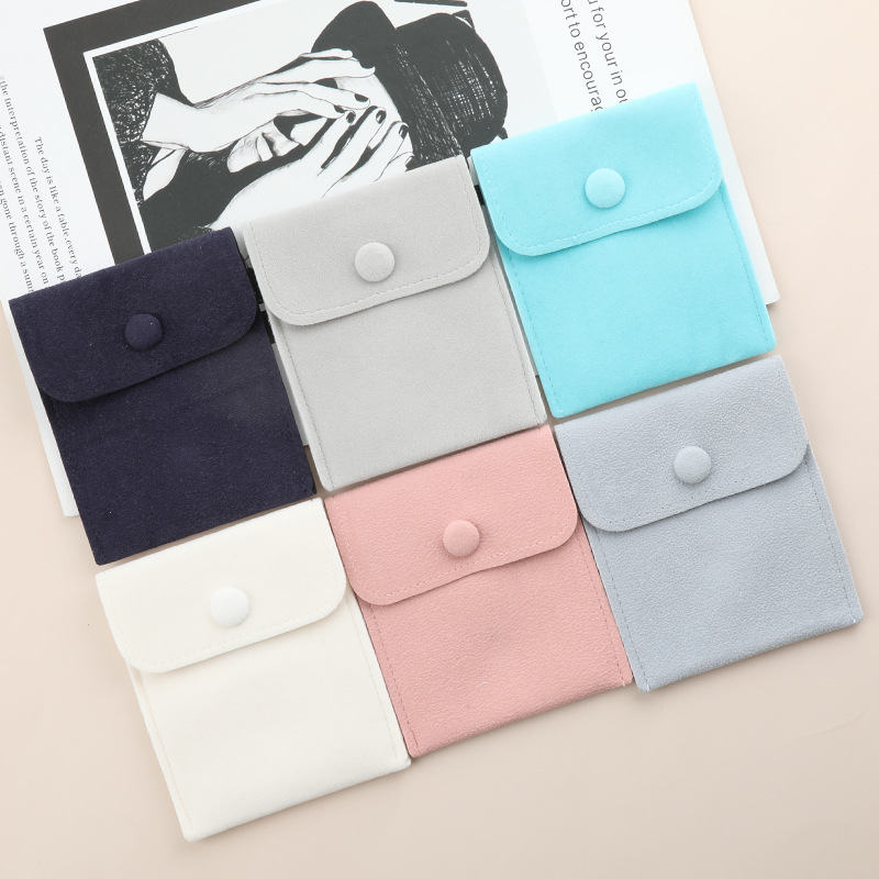 Jewelry flannel jewelry bag anti-oxidation button cloth bag thickened velvet ring necklace jewelry storage bag wholesale factory