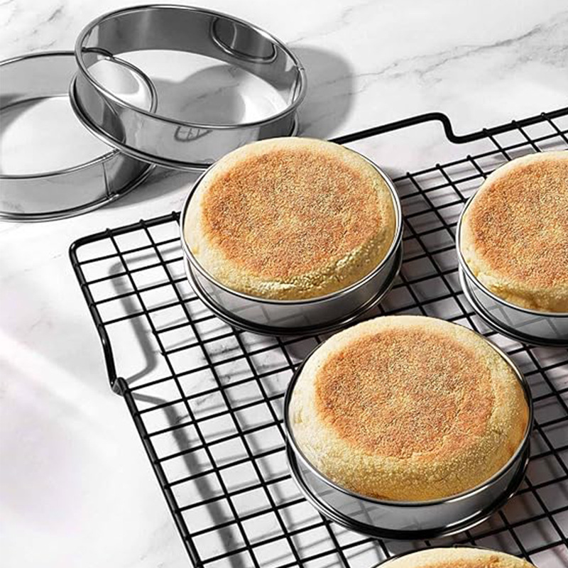 Manufacturer in stock stainless steel mousse ring round chiffon cake mold cake tart ring double curling round biscuit mold