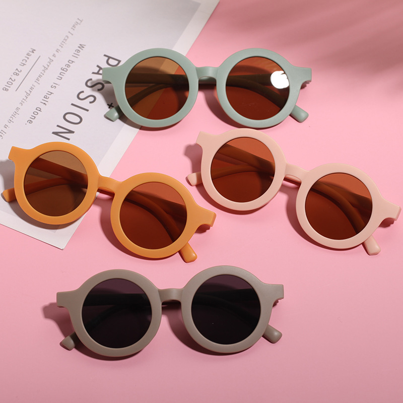 Frosted children's round sunglasses sunglasses sunshade UV protection children's sunglasses for boys and girls baby decorative personalized glasses tide