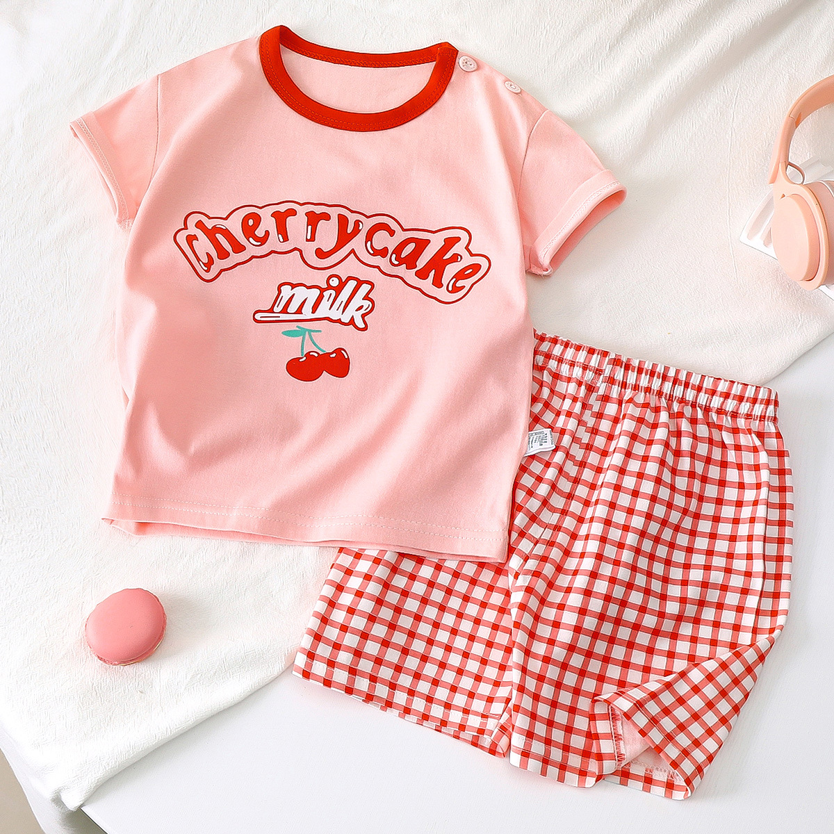 Children's short sleeve suit summer new boys shorts summer cotton clothes girls Korean children's clothing thin wholesale
